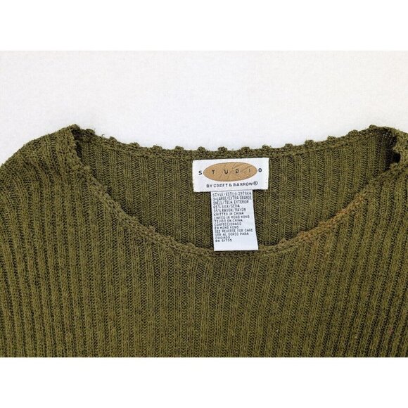 Vintage 90s Women's Sweater Size XL Green Short Sleeve Ribbed Croft & Barrow - Picture 3 of 14
